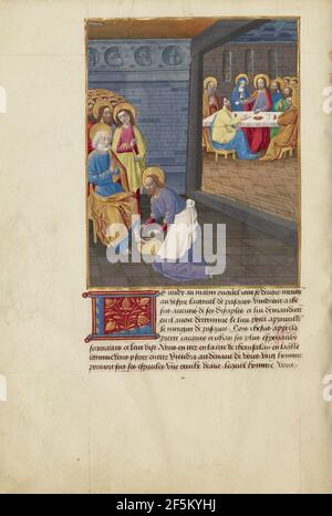 Cristo lavando i piedi degli Apostoli e l'ultima cena. Maestro di Guillaume Lambert e laboratorio (francese, attivo circa 1475 - 1485) Foto Stock