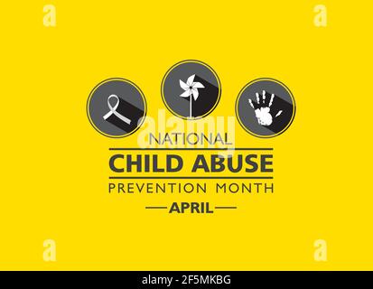 Illustrazione vettoriale del mese nazionale di prevenzione dell'abuso del bambino osservato in aprile. Illustrazione Vettoriale
