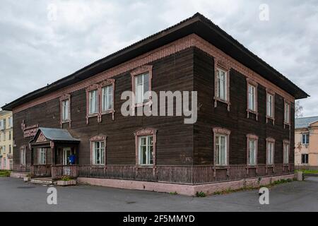 Anzhero-Sudzhensk, scuola di musica per bambini in un antico palazzo in legno, Kemerovo regione-Kuzbass Foto Stock