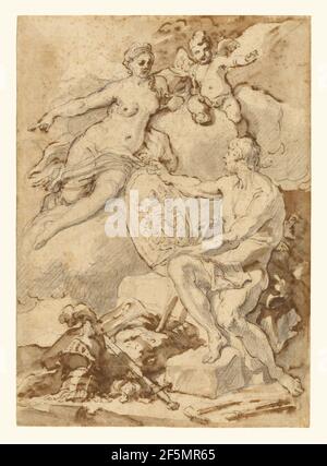 Venere riceve da Vulcano le armi di Enea. Francesco Solimena (italiano, 1657 - 1747) Foto Stock