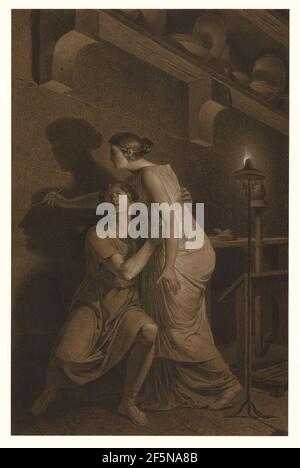 L'invenzione del disegno (recto); schizzo delle ossa inferiori della gamba dello scheletro umano (verso). Joseph-Benoît Suvée (Belgio, 1743 - 1807) Foto Stock