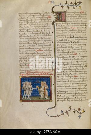 Abramo e Melchizedek. Master of Jean de Mandeville (francese, attivo 1350 - 1370) Foto Stock