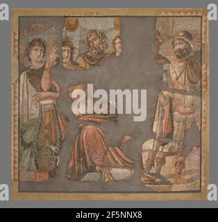 Pavimento a mosaico con Achille e Briseis. Sconosciuto Foto Stock