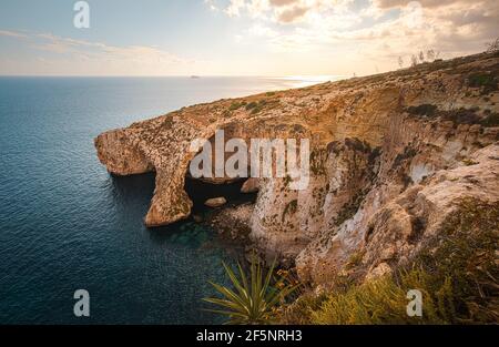 Grotta Azzurra, Qrendi Malta Foto Stock