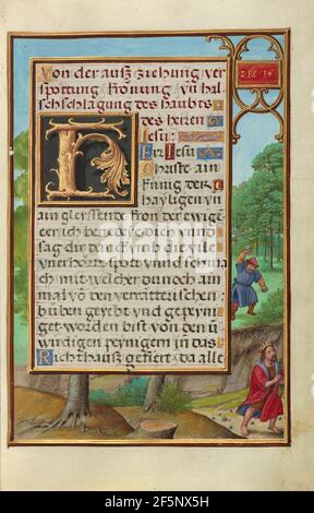 Confine con Shimei gettando pietre a David. Simon BENING (fiammingo, 1483 - 1561 circa) Foto Stock