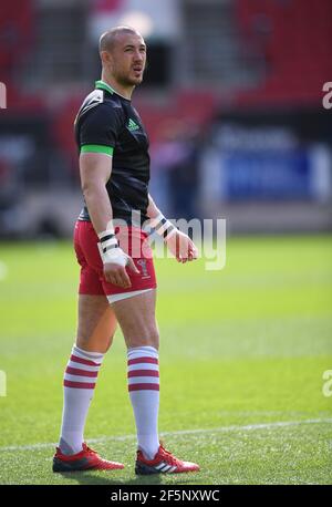 Ashton Gate Stadium, Bristol, Regno Unito. 27 Marzo 2021. Premiership Rugby Union, Bristol Bears Versus Harlequins; Mike Brown of Harlequins riscalda il credito: Action Plus Sports/Alamy Live News Foto Stock