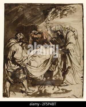 The Entombment (recto); Partial Study of the Entombment (verso). Anthony van Dyck (Fiammingo, 1599 - 1641) Foto Stock