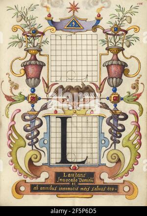 Guida alla costruzione della lettera L. Joris Hoefnagel (fiammingo/ungherese, 1542 - 1600) Foto Stock