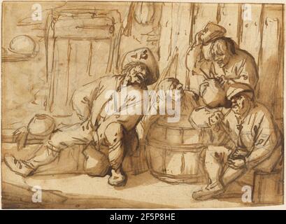 Contadini che bevono in una taverna. Adriaen van Ostade (olandese, 1610 - 1685) Foto Stock