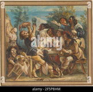 Un'azienda allegra. Jacob Jordaens (Fiammingo, 1593 - 1678) Foto Stock