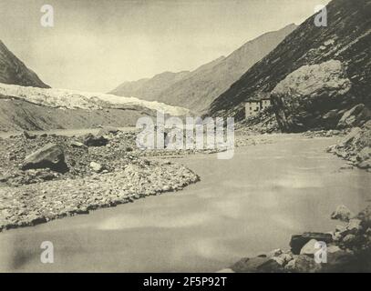 Le Torrent du Monte Moro et la Vallée de Mattmarck. Foto Stock