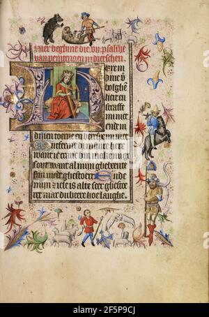 H iniziale: David giocando l'arpa. Sconosciuto Foto Stock