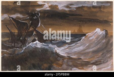 Barca a vela su un Mare di Raging. Théodore Géricault (francese, 1791 - 1824) Foto Stock