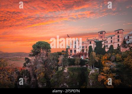 Tramonto paesaggio a Ronda, Andalusia, Spagna Foto Stock