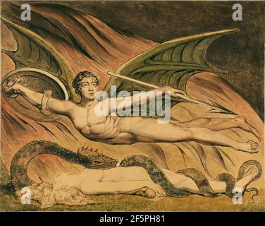 Satana che esultava su Eva. William Blake (inglese, 1757 - 1827) Foto Stock