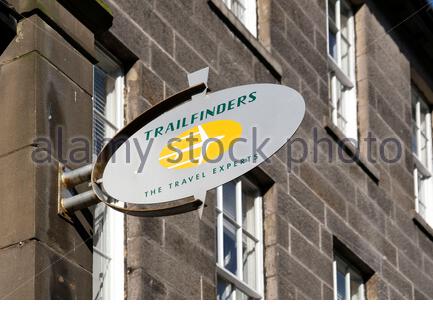 Cartello Trailfinders Travel Agent, Edimburgo, Scozia Foto Stock