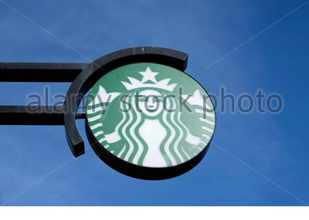 Starbucks Coffee shop segno Foto Stock