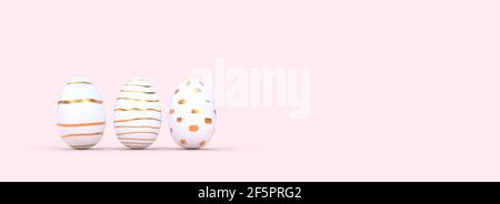 Uova di pasqua di lusso su sfondo rosa - rendering 3D Foto Stock