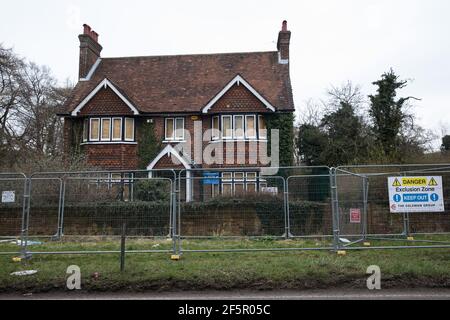 Wendover, Regno Unito. 18th marzo 2021. Road Barn Farm è raffigurato prima della sua demolizione per il collegamento ferroviario ad alta velocità HS2. Credit: Mark Kerrison/Alamy Live News Foto Stock