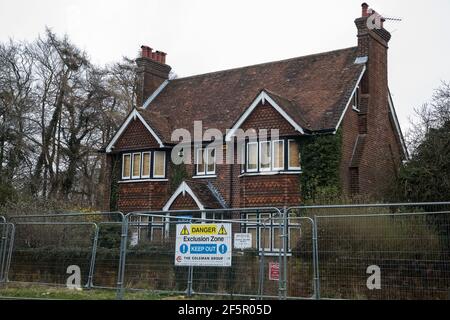 Wendover, Regno Unito. 18th marzo 2021. Road Barn Farm è raffigurato prima della sua demolizione per il collegamento ferroviario ad alta velocità HS2. Credit: Mark Kerrison/Alamy Live News Foto Stock