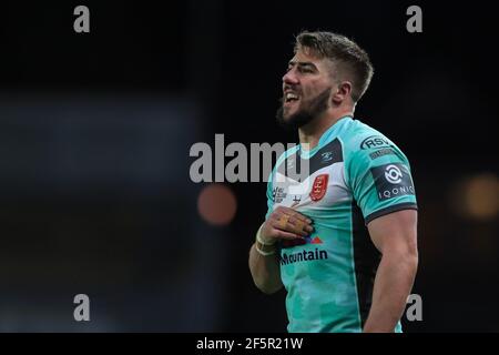 Greg Minikin (3) di Hull KR dà le istruzioni del suo team in, il 27/03/2021. (Foto di Mark Cosgrove/News Images/Sipa USA) Credit: Sipa USA/Alamy Live News Foto Stock