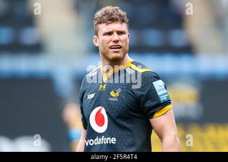 Coventry, West Midlands, Regno Unito. 27 marzo 2021; Ricoh Arena, Coventry, West Midlands, Inghilterra; Inglese Premiership Rugby, Wasps contro gli squali di vendita; Will Rowlands di Wasps Credit: Action Plus Sports Images/Alamy Live News Foto Stock