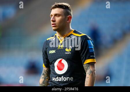 Coventry, West Midlands, Regno Unito. 27 marzo 2021; Ricoh Arena, Coventry, West Midlands, Inghilterra; Inglese Premiership Rugby, Wasps contro squali di vendita; Matteo Minozzi di Wasps Credit: Action Plus Sports Images/Alamy Live News Foto Stock