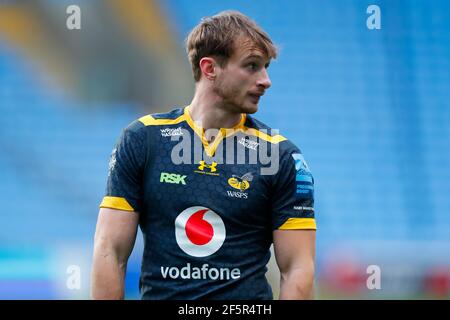 Coventry, West Midlands, Regno Unito. 27 marzo 2021; Ricoh Arena, Coventry, West Midlands, Inghilterra; English Premiership Rugby, Wasps contro gli squali di vendita; Josh Bassett di Wasps Credit: Action Plus Sports Images/Alamy Live News Foto Stock