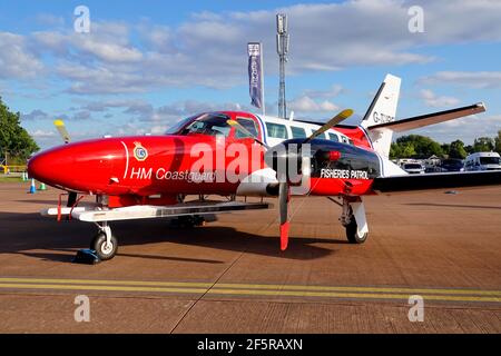RAF Fairford, Gloucestershire, / Regno Unito - Luglio 20 2019: Una Reims-Cessna F406 Caravan II che appartiene al gruppo RVL con sede all'aeroporto East Midlands Foto Stock