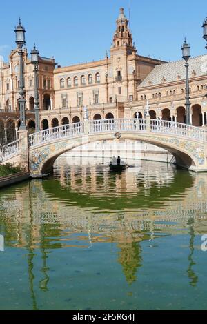 SIVIGLIA, SPAGNA - 6 MARZO 2020 - Plaza de espana, il Padiglione Spagnolo , nel Parco Maria Luisa, costruito per la Fiera Internazionale del 1929 Foto Stock