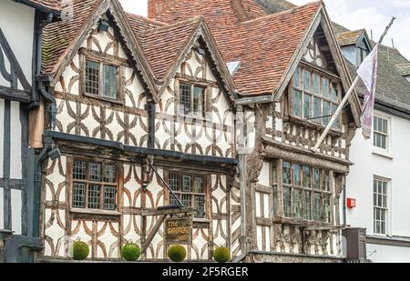 Facciata dell'antico Garrick Inn Pub a Stratford Upon Avon, Warwickshire, Inghilterra, Regno Unito Foto Stock