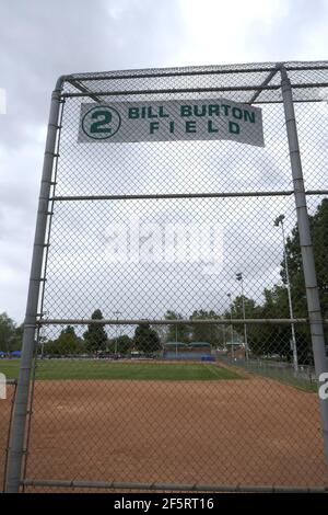 Burbank, California, USA 25 marzo 2021 UNA visione generale dell'atmosfera del padre del regista Tim Burton Bill Burton Field a George Izay Park il 25 marzo 2021 a Burbank, California, USA. Foto di Barry King/Alamy Stock foto Foto Stock