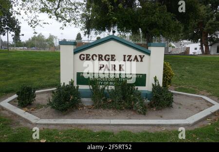 Burbank, California, USA 25 marzo 2021 UNA visione generale dell'atmosfera del padre del regista Tim Burton Bill Burton Field a George Izay Park il 25 marzo 2021 a Burbank, California, USA. Foto di Barry King/Alamy Stock foto Foto Stock