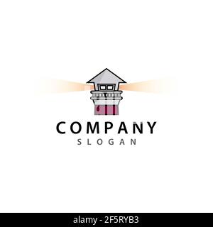 Modello di logo Light House icona vettoriale Foto Stock