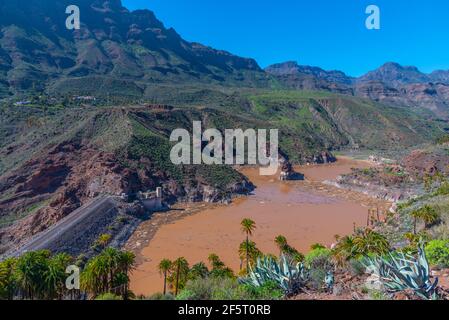 Diga di la Sorrueda a Gran Canaria, Isole Canarie, Spagna. Foto Stock