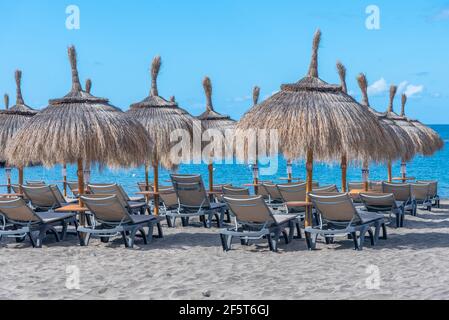 Playa de Torviscas a Tenerife, Isole Canarie, Spagna. Foto Stock