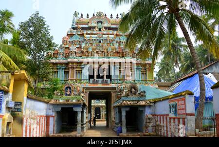 Il Tempio di Tiruchirappalli-Jambukeswara è uno dei Panchabhootas (che significa i 5 elementi naturali) e rappresenta l'acqua. Foto Stock