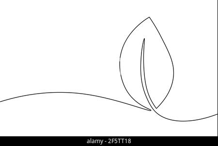 Singola linea continua arte germoglio crescente. Foglie di piante di crescere seme terreno piantina eco farm naturale concept design di uno schizzo contorno disegno vettoriale Illustrazione Vettoriale