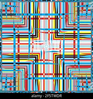 Campioni intersecati ciano magenta giallo nero astratto sfondo nero su trasparente Illustrazione Vettoriale