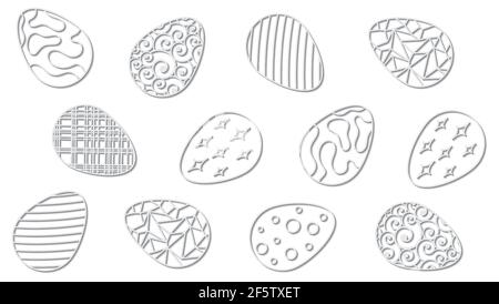 Carta bianca vettoriale 3d carta da parati tagliata con uova di Pasqua con modelli Illustrazione Vettoriale