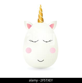 Unicorn Easter egg vettore illustrazione isolato su sfondo bianco. Vettore dell'uovo di Pasqua. Illustrazione Vettoriale