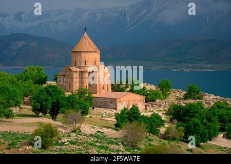 Chiesa di Santa Croce, Turchia orientale, Anatolia orientale, Isola di Ahtamar, Lago Van, Van Lake, Akdamar Island, Ahtamar Island, Ahtamar, Chiesa del Santo Foto Stock