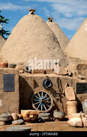 Harran, mattoni di fango, casa di fango, tradizionali case di fango a forma di alveare, trulli, provincia di Sanliurfa, Mesopotamia, Turchia Foto Stock