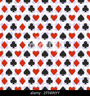 Elegante modello di poker - vettore senza giunture di sfondo casinò o texture con abiti da card e motivo romb Illustrazione Vettoriale
