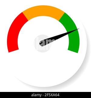 Quadrante, indicatore del misuratore, illustrazione vettoriale. Concetto di misurazione, livello, prestazioni: Illustrazione vettoriale di stock, grafica clip art Illustrazione Vettoriale