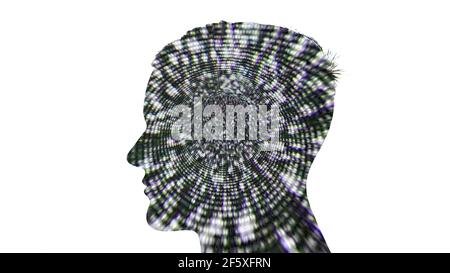 Silhouette di uomo con pixel tunnel concetto Foto Stock