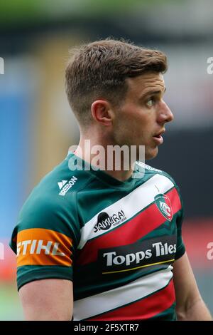 Leicester, Regno Unito. 20 Marzo 2021. LEICESTER, INGHILTERRA. 28 MARZO: George Ford guarda sopra durante la partita della Gallagher Premiership tra le Tigri di Leicester e i Falconi di Newcastle a Welford Road, Leicester domenica 28 Marzo 2021. (Credit: Chris Lishman | MI News) Credit: MI News & Sport /Alamy Live News Foto Stock