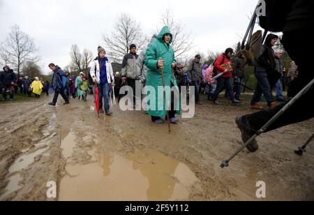 Kalwaria Zebrzydowska, Polonia - 13 aprile 2017: Il mistero della Passione a Kalwaria Zebrzydowska, Polonia meridionale. Foto Stock