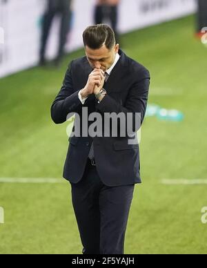 MIREL RADOI, allenatore, allenatore Romania, triste nella partita ROMANIA, Germania. , . WM quali, Stagione 2020/2021, 28 marzo 2021 a Bucarest, Bucarest, Romania. Credit: Peter Schatz/Alamy Live News Foto Stock