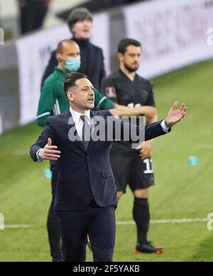 MIREL RADOI, allenatore, allenatore Romania, geste nella partita ROMANIA, Germania. , . WM quali, Stagione 2020/2021, 28 marzo 2021 a Bucarest, Bucarest, Romania. Credit: Peter Schatz/Alamy Live News Foto Stock